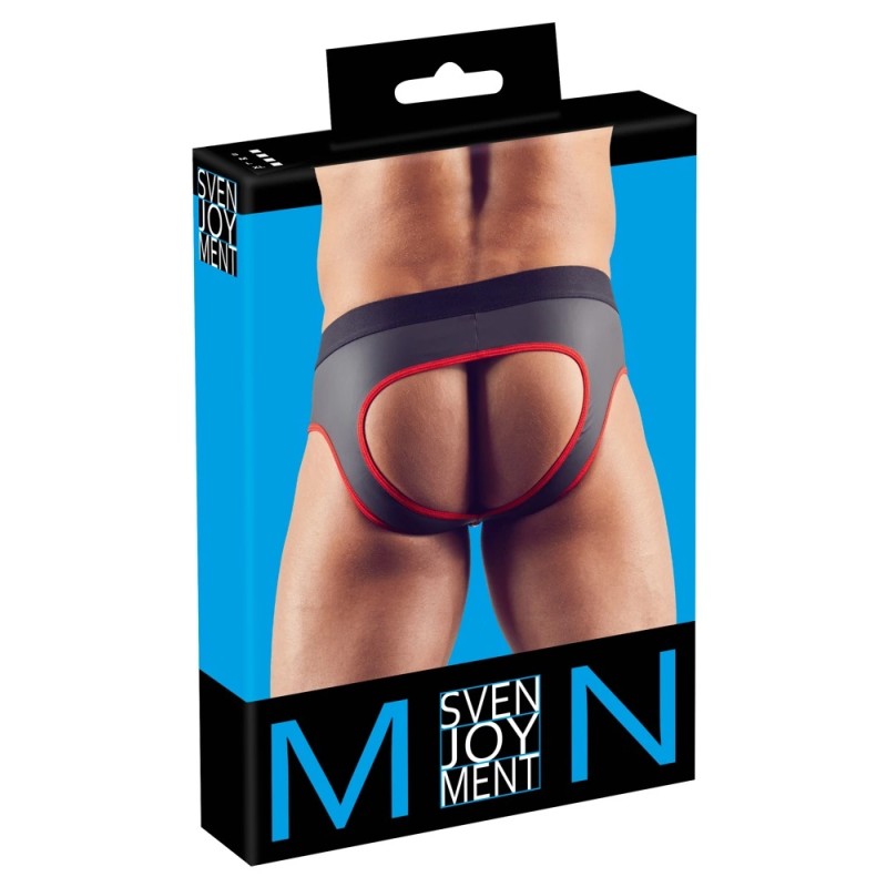 Svenjoyment - Seksowne Jockstrap Otwarte Z Tyłu I Zamkiem Na Penisa Czarno/Czerwone L